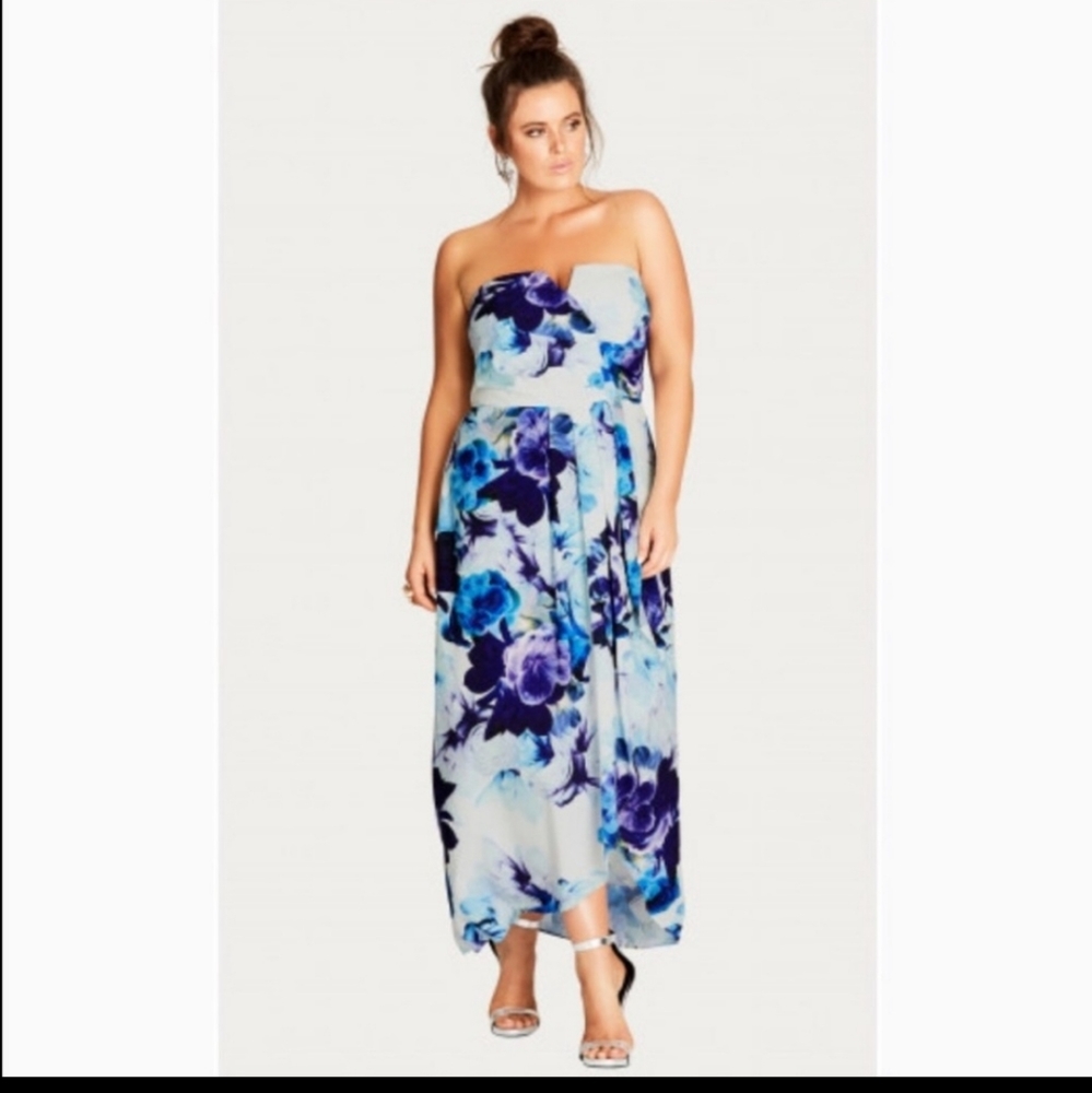 Women’s City Chic Maxi Blue Bloom Dress Size 14